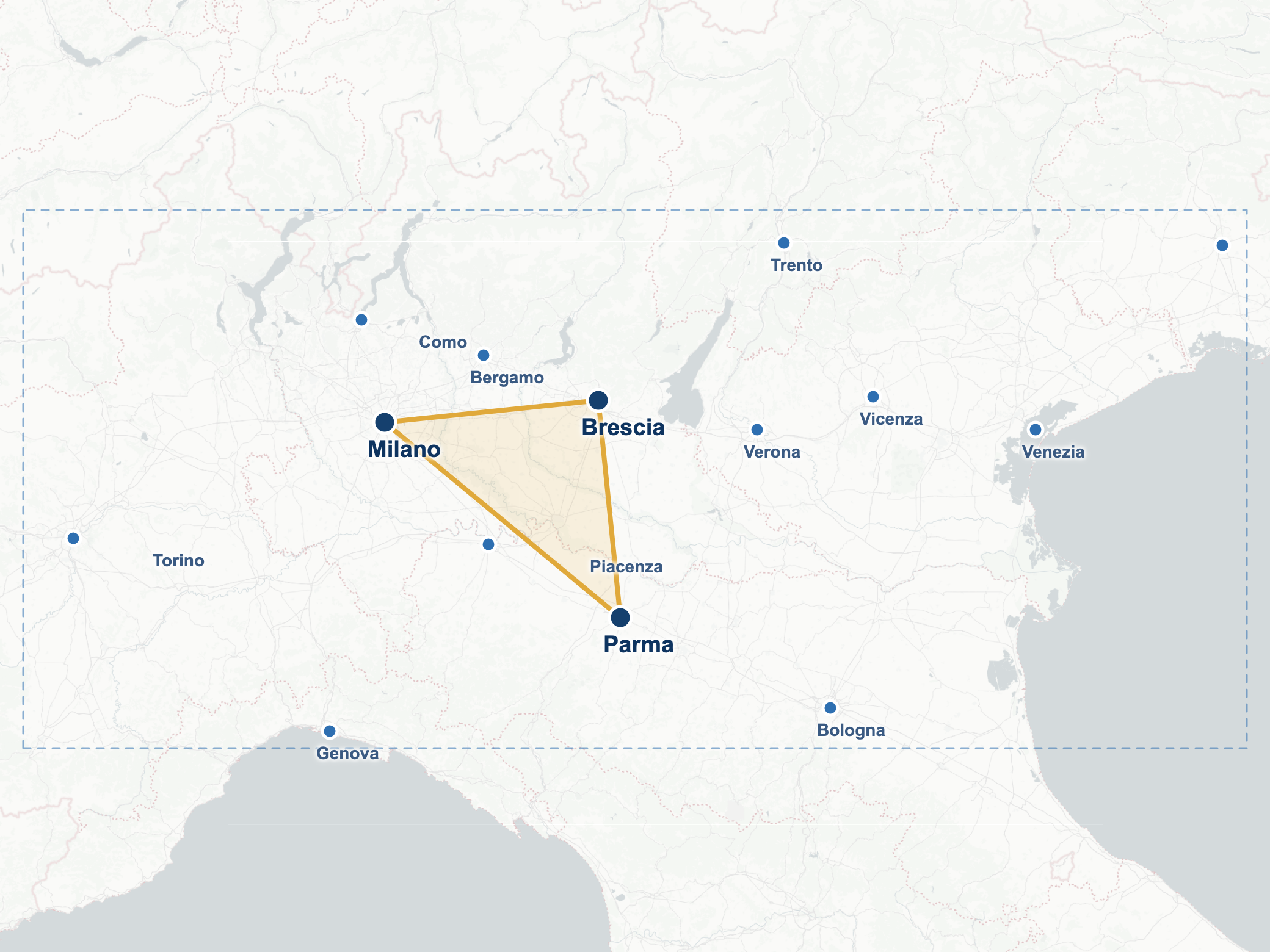 Area focus — Nord Italia, triangolo Milano–Brescia–Parma